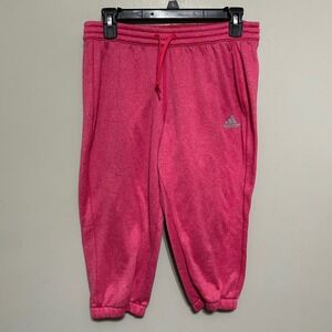 Adidas Women's Joggers S Pink Heather Capris Pants Athletic Casual Comfy Relaxed